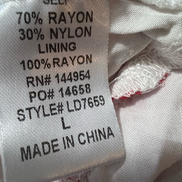 Luxxel Red and White Smocked Bodice Layered Mini Dress - Picture 8 of 9